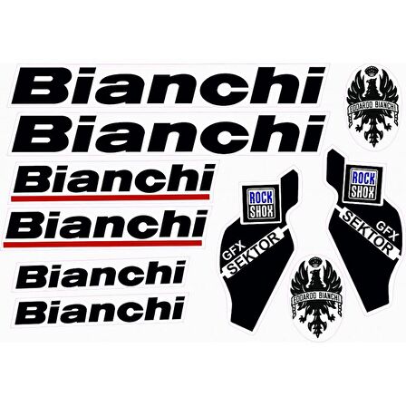 Bianchi Bisiklet Sticker Etiket Seti Siyah A4