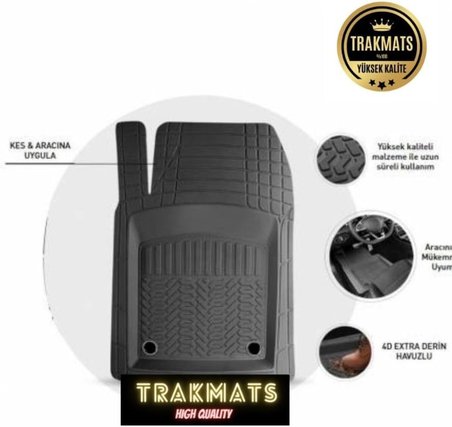 TRAKMATS (kyb2317) 2007 4D UNİVERSAL PREMİUM YUMUŞAK OTO PASPAS GRİ BMW 3 SERİSİ E90 SEDAN ile uyumlu