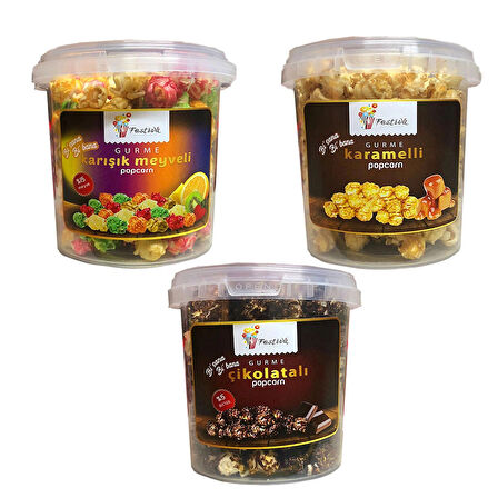 Kovada Atıştırmalık Popcorn Paketi- 120g x 3  Çikolata , Karamel , Karışık Meyveli