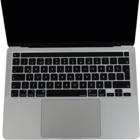 MacBook Pro Türkçe Q Klavye Koruyucu Silikon – EU UK ISO Enter – Touch Bar Uyumlu – 13 inç A2251 A2289 A2338 (M1/M2) – 16 inç A2141 – İnce Siyah