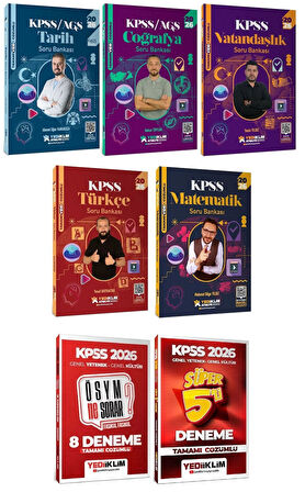 Yediiklim 2026 KPSS Genel Yetenek Genel Kültür Atölye Soru Bankası + 8+5 Deneme 7 li Set Yediiklim Yayınları