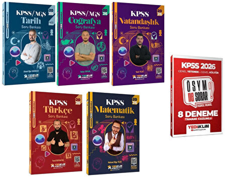Yediiklim 2026 KPSS Genel Yetenek Genel Kültür Atölye Soru Bankası + 8 Deneme 6 lı Set Yediiklim Yayınları