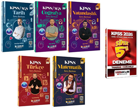 Yediiklim 2026 KPSS Genel Yetenek Genel Kültür Atölye Soru Bankası + 5 Deneme 6 lı Set Yediiklim Yayınları