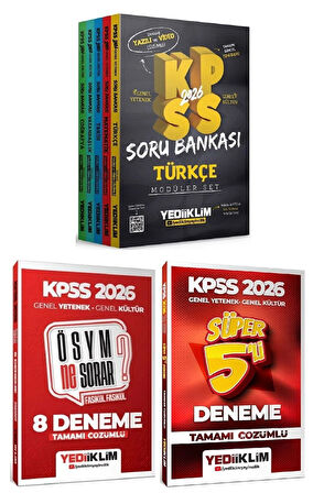 Yediiklim 2026 KPSS Genel Yetenek Genel Kültür Soru Bankası Modüler + 8+5 Deneme 3 lü Set Yediiklim Yayınları