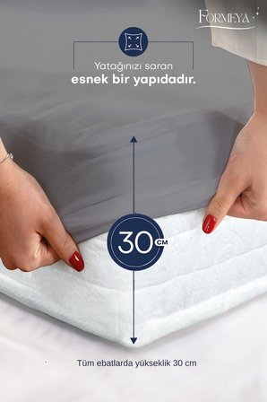Formeya Pamukkale Gri Alez Mikro Fitted Sıvı Geçirmez Yatak Koruyucu Alez