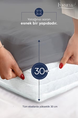 Formeya Pamukkale Gri Alez Mikro Fitted Sıvı Geçirmez Yatak Koruyucu Alez