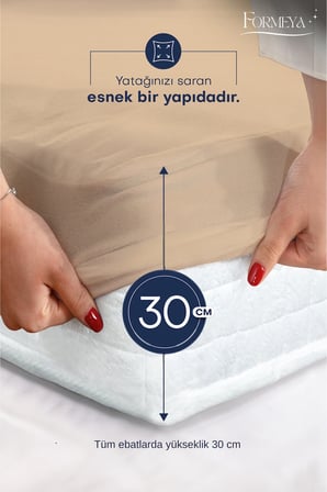 Formeya Pamukkale Kahve Alez Mikro Fitted Sıvı Geçirmez Yatak Koruyucu Alez