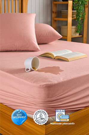 Formeya Pamukkale Pudra Alez Mikro Fitted Sıvı Geçirmez Yatak Koruyucu Alez