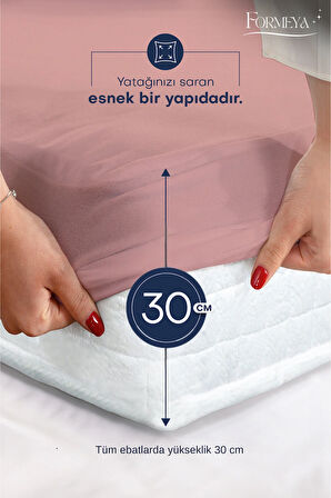 Formeya Pamukkale Pudra Alez Mikro Fitted Sıvı Geçirmez Yatak Koruyucu Alez