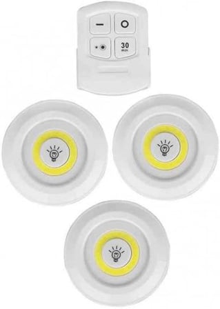 Chermik Uzaktan Kumandalı Pilli Led Spot Lamba Ampul 3'lü Set Yapışkanlı
