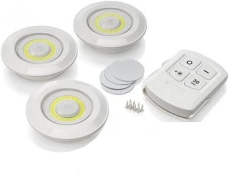 Chermik Uzaktan Kumandalı Pilli Led Spot Lamba Ampul 3'lü Set Yapışkanlı