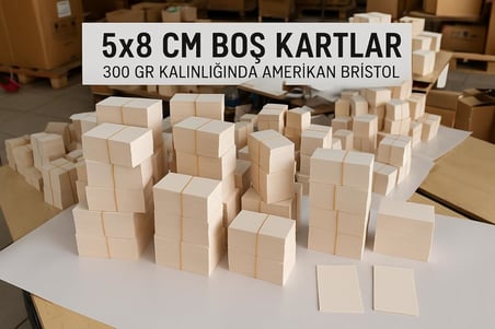 5x8 cm Boş Kartvizit, Not Kartı, Kelime Kartı, 300 gr Amerikan Bristol Kağıt, 250 Adet, Beyaz