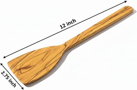 Zeytin Ağacı el yapımı 12 inç spatula. Kızartma, Çevirme ve Karıştırma için doğal, kavisli spatula. Biftek ve pizza için mükemmel seçim