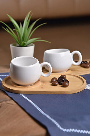 2'li Bambu sunum tabaklı Fincan Takımı Tük kahvesi fincanı