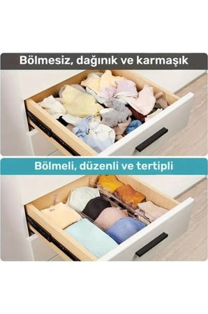 Akrilik Ayarlanabilir Çekmece Bölücü Düzenleyici Organizer 8 Adet