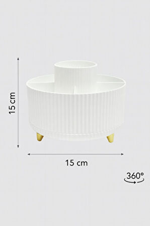 360° Dönebilen Gold Ayaklı Makyaj Organizeri 5 Bölmeli