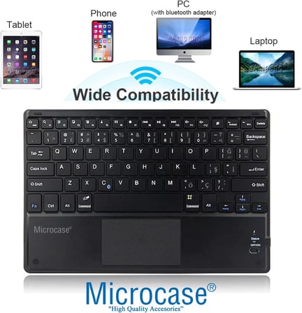Tablet ve Telefonlar için Şarjlı Touchpadli Türkçe Bluetooth Klavye - AL2724 Siyah