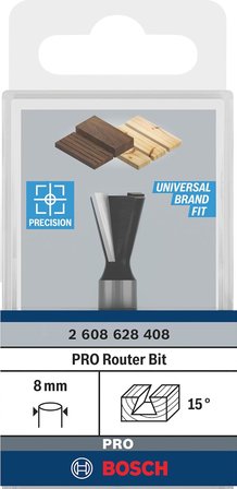 Professional Professional Aksesuar 2 608 628 408 Çinko Freze Ucu 8 Mm, D1 14,0 Mm, U 14,0 Mm, 15°