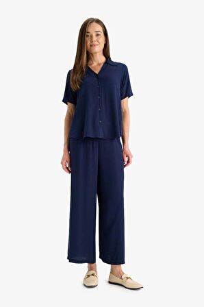 DeFacto Culotte Geniş Paça Krinkıl Viskon Kapri C9565AX25SMNV135