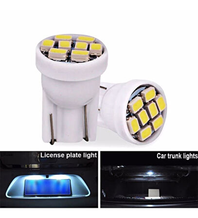 10 Adet Beyaz Renk T10 Park Ampulü Dipsiz Ampul Led Ampul 8 Ledli