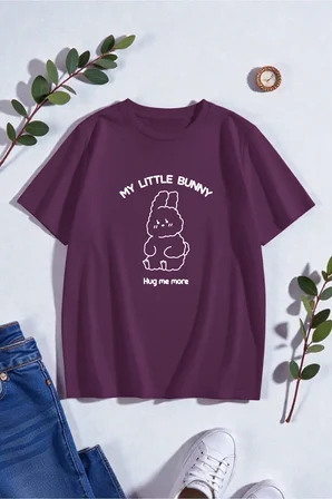 Unisex Bunny Baskılı Tasarım Tshirt