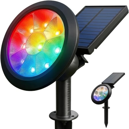 18W Led Solar Kazıklı Çim Armatür Cata Güneş Enerjili Led İşık Çim Lambası Bahçe Ağaç Çalı Duvar Aydınlatma (Rgb)