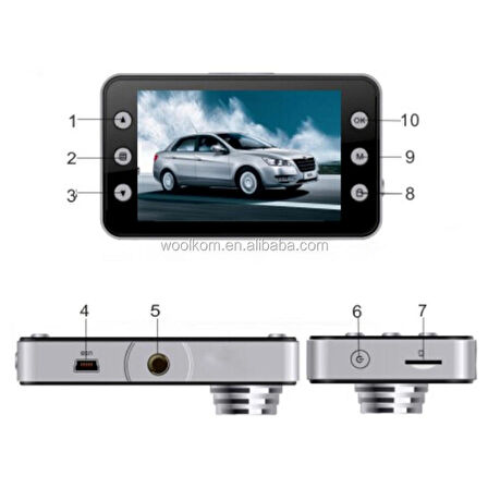 Araç Içi Kamera 2.4'' Tft Ekran 140° Geniş Açı 1080P Gece Görüşlü Uyumlu Yol Kayıt