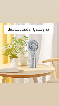 El Tipi Sulu Buharlı Fan Şarjlı Vantilatör Mini Masaüstü El Fan Taşınabilir 4 Kademeli Usb Pervane