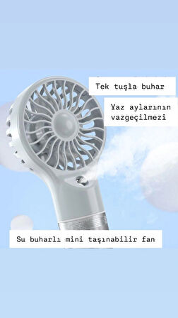 El Tipi Sulu Buharlı Fan Şarjlı Vantilatör Mini Masaüstü El Fan Taşınabilir 4 Kademeli Usb Pervane