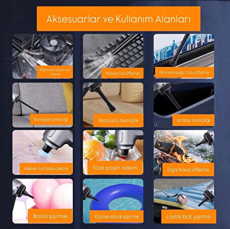 Güçlendirilmiş Batarya Mini Vakumlu Type C Şarjlı Araç El Süpürgesi Çok Fonksiyonlu 18000 Pa