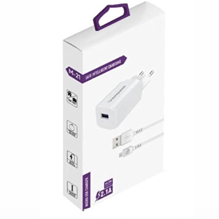 Samsung-oppo- Android İle Uyumlu 10.5W 2.1a Usb Micro Girişli Adaptör Ve Kablo Hızlı Şarj Aleti Seti