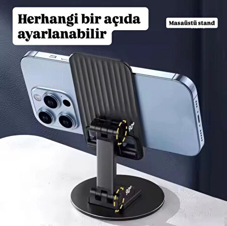 Masaüstü Telefon & Tablet Tutacağı Yükseklik Ayarlı 360° Derece Dönebilen Cep Telefonu Tablet Tutucu