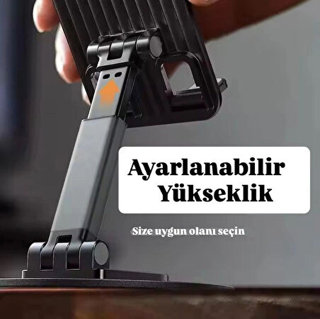 Masaüstü Telefon & Tablet Tutacağı Yükseklik Ayarlı 360° Derece Dönebilen Cep Telefonu Tablet Tutucu