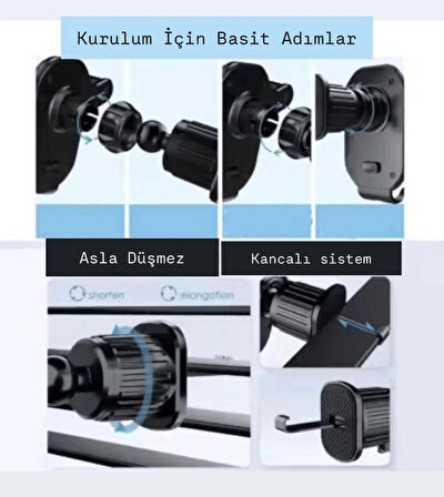 Kancalı Araç Içi Premium Telefon Tutucu - Araba Telefon Tutacağı Havalandırma Için