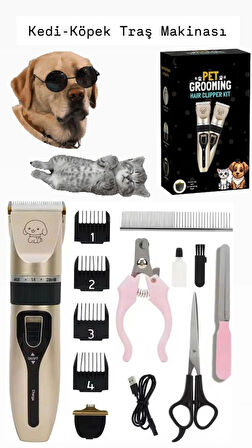 Suya Dayanıklı 10 In 1 Şarjlı Kedi Köpek Tıraş Makinesi Seti Pet Evcil Hayvan Tüy Kesme Bakım Seti