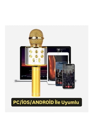Türkçe Seslendirme Karaoke Mikrofonu Bluetooth Mikrofon Bluetooth Speaker Hoparlör Aux-Tf-Usb Giriş