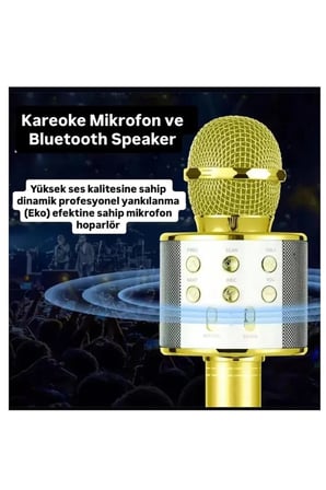 Türkçe Seslendirme Karaoke Mikrofonu Bluetooth Mikrofon Bluetooth Speaker Hoparlör Aux-Tf-Usb Giriş