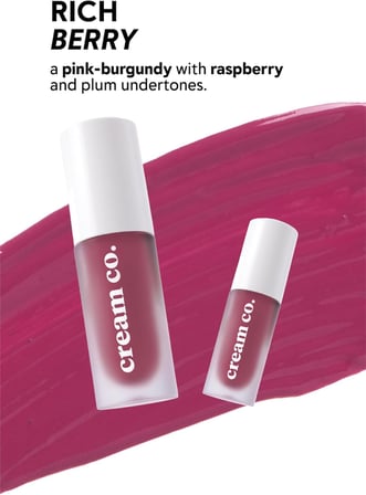 Cream Co. Allık Ruj Göz Farı Glow Tint Rich Berry, Nemlendirici Makyaj, 502 Bordo, Hyaluronik Asit Peptit