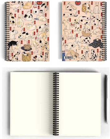 Utagawa Kuniyoshi/Cats of the Tokaido,1850 | Spiralli Defter 07 | A5 | Çizgisiz | 100 Sayfa |Sanat