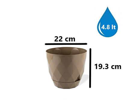 Omnipazar KRS-454 Yakamoz Tabaklı Plastik Saksı Takımı 4.8 Litre No 4