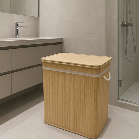 Modern Bambu Beyazlar/renkliler Ayrı Bölmeli Çamaşır Kirli Sepeti 52X32X60CM 100 Litre Büyük Boy (Sarı)