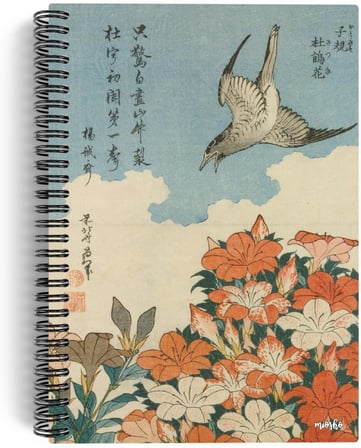 Katsushika Hokusai/Cuckoo and Azaleas,1834 | Spiralli Defter 06 | A5 | Çizgisiz | 100 Sayfa |Sanat
