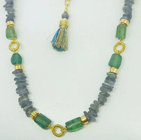 2483 Labradorit Apatit el yapımı kolye