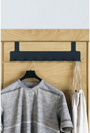 Metal Mat Siyah Kapı Arkası Askılık – 8 Kancalı Amerikan Tipi Organizer Askı, Banyo ve Oda Kapıları İçin Pratik Askılık, Delmeden Montajlı Kapı Arkası Askı (Siyah)