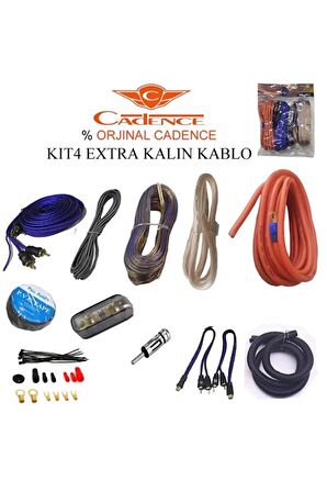 Cadence Kit 4 Ga Oto Amfi Tesisat Kablo Montaj Set Extra Kalın