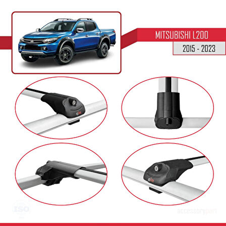 Mitsubishi L200 V 2015-2023 Arası ile Uyumlu ACE-1 Ara Atkı Tavan Barı Gri 2 Adet