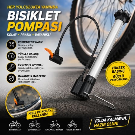 Alüminyum Kısa Katlanır ayaklı bisiklet pompası 