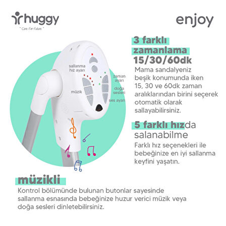 Huggy Enjoy Otomatik Sallanabilir Kumandalı Katlanabilir Elektrikli Mama Sandalyesi-Salıncak