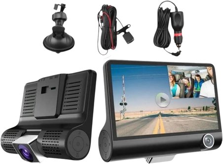 Araç İçi Kamera 4'' Lcd Ekran 3 Kameralı 170° Geniş Açı 1080p G-Sensör Gece Görüşlü Uyumlu Yol Kayıt