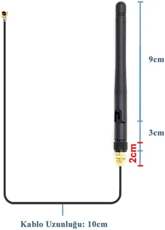 2.4Ghz 3dBi Wifi Anten Seti Esp8266 Sma + Ufl Soket 900Mhz 1800Mhz 2400Ghz RF Esp-07 Esp32 Gsm Wifi Sinyal Mesafe Güç Artırıcı 2G 3G 4G